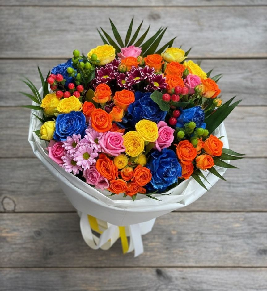 Букет цветов из: Розы и Хризантемы в Нижней Салде