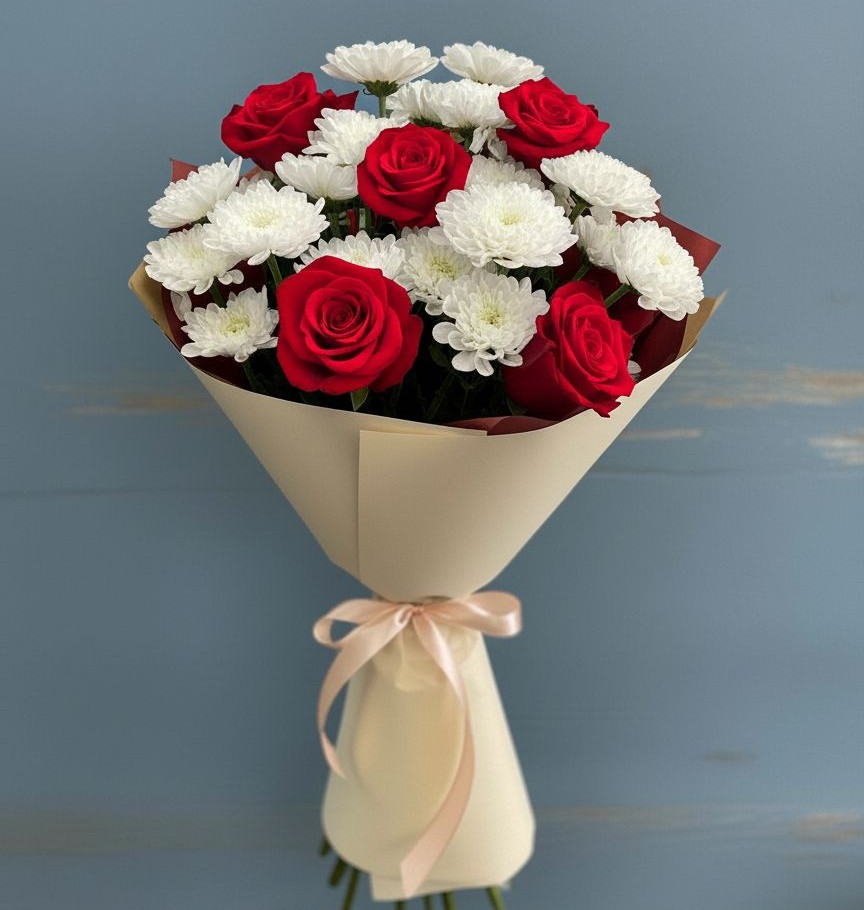 Букет цветов из: Розы и Хризантемы в Нижней Салде