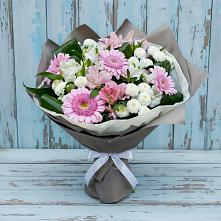 Букет цветов из:  Герберы, Альстромерии и Хризантемы в Нижней Салде