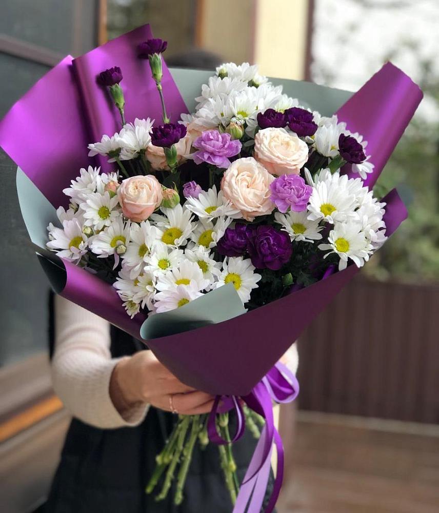 Букет цветов из: Хризантемы, Гвоздики и Розы в Нижней Салде