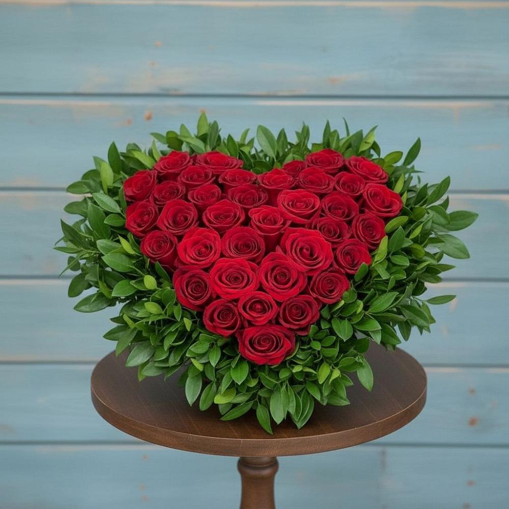 Цветочная композиция из Розы в виде сердца в Нижней Салде