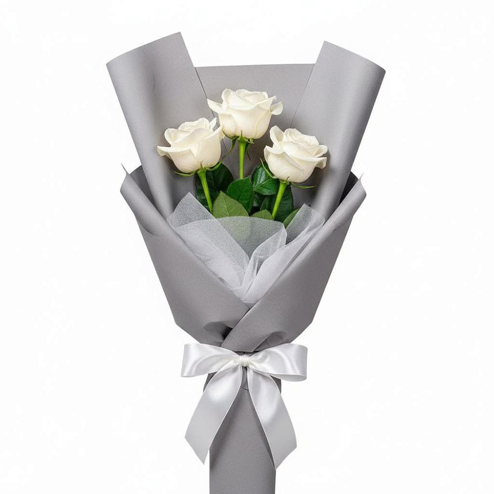 Букет 3 белые розы в Нижней Салде