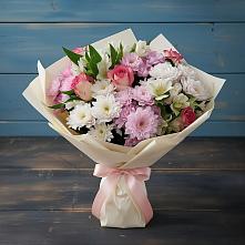 Букет цветов из:  Хризантемы, Альстромерии и Розы в Нижней Салде