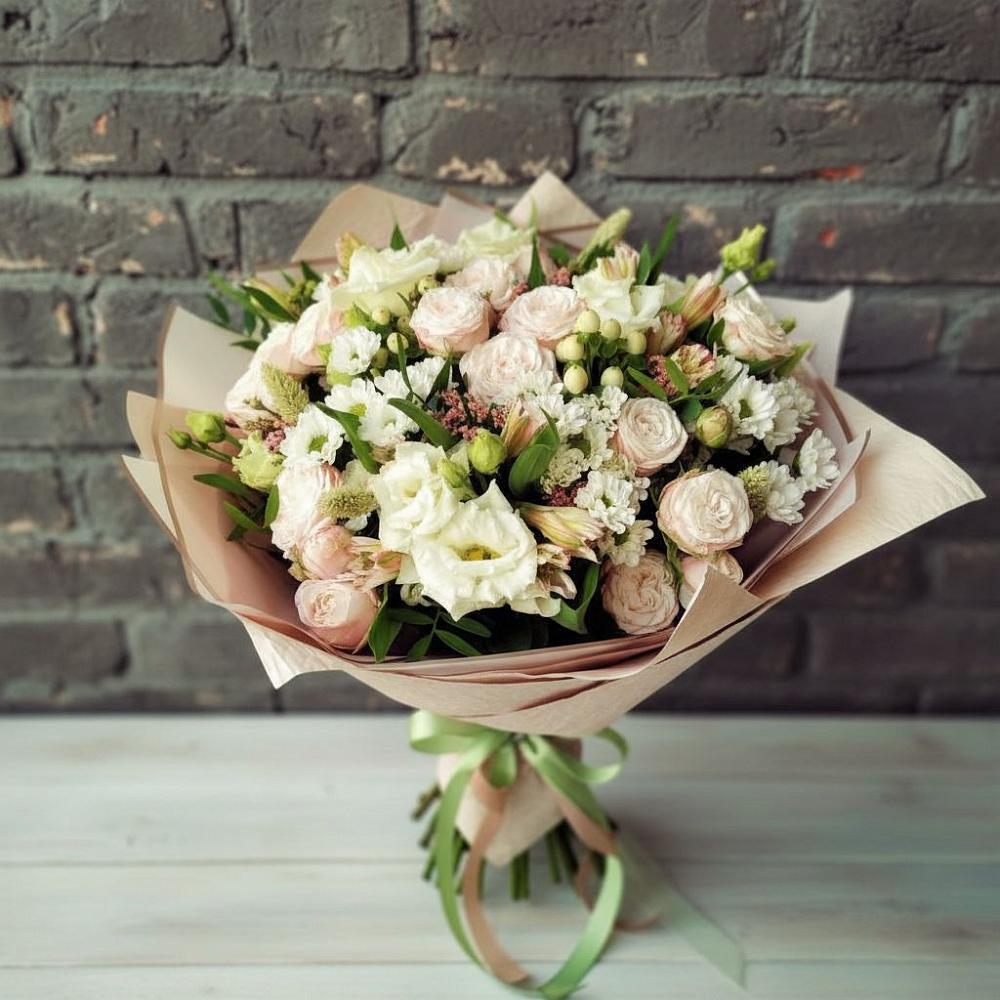 Букет цветов из: Альстромерии, Розы и Хризантемы в Нижней Салде