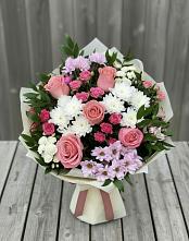 Букет цветов из:  Альстромерии, Гвоздики, Розы и Хризантемы в Нижней Салде