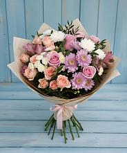 Букет цветов из:  Хризантемы, Розы и Альстромерии в Нижней Салде