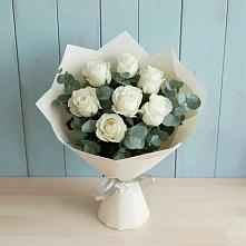 Букет Белые розы в Эвкалипте в Нижней Салде